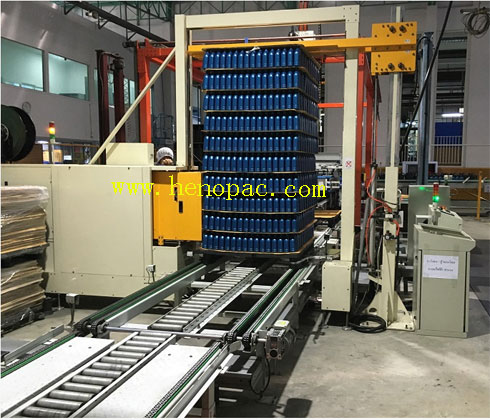 shell engine oil PP PET plastic empty bottle layer palletizer machine packing system